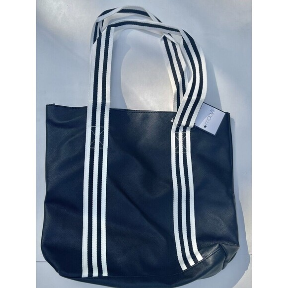 Tote Bag from Macy's - Black Faux Leather New With Tag - Picture 1 of 8